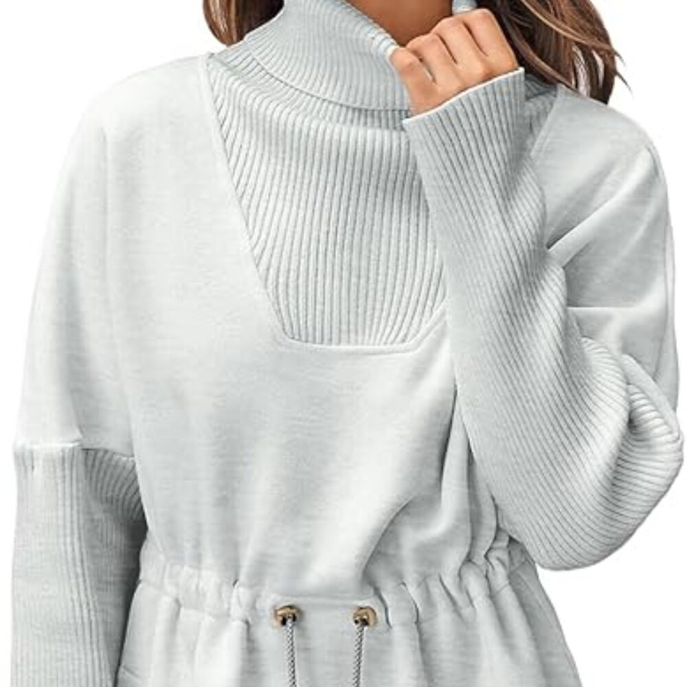 Fisoew Turtleneck sweatshirt Fleece Drawstring Waist New in original package